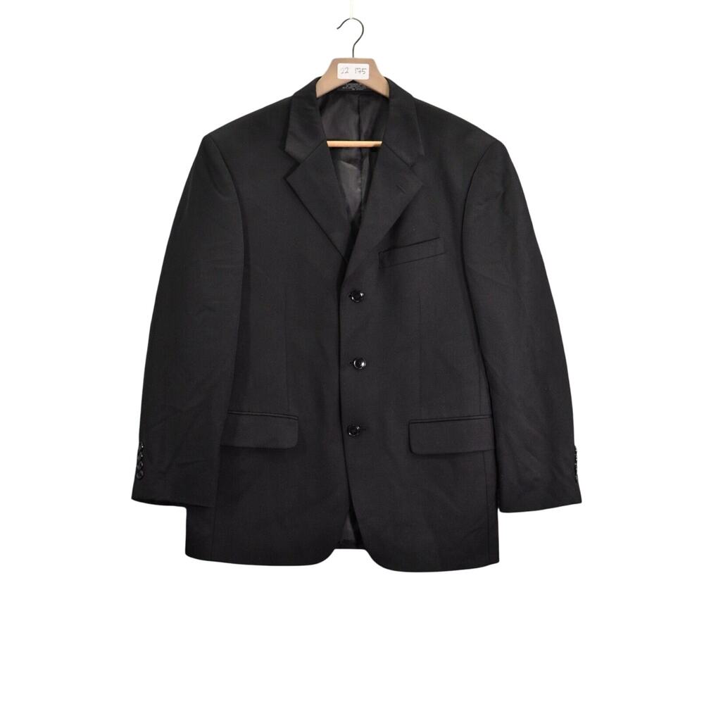 Jones New York Blazer Men's R42 Black 96% Wool Three Button Single Breasted